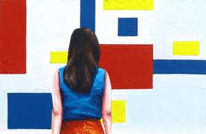 Gerard Boersma - Compositie (Vrouw kijkend naar schilderij van George Vantongerloo) verkocht voor € 75!