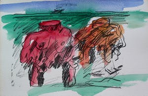 Jan Sierhuis - met de hand ingekleurde litho (aquarel): naakt - 1974 kopen? Bied vanaf 55!