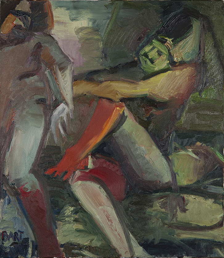 Bart de Graaf - 2 vrouwen - Olieverf op doek - gesigneerd l.o. - herkomst BKR Wassenaar - 1974 kopen? Bied vanaf 10!