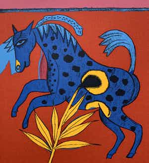 Corneille - kleurenzeefdruk - 'Le cheval bleu en été' - 1986 verkocht voor € 300!