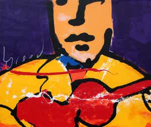 Herman Brood - ingelijste zeefdruk: Red Gitar (prachtige lijst!) verkocht voor € 599!