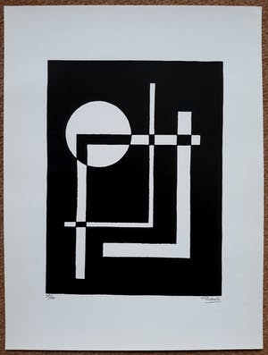 Cesar Domela - Constructivistische compositie, zeefdruk kopen? Bied vanaf 115!