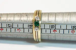 32 - 18 karaats gouden bicolor ring met diamant ca 0.10 crt briljant kopen? Bied vanaf 480!