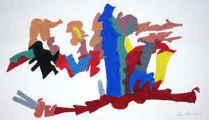 Henri Plaat - Gouache op papier, Zonder titel (groot) verkocht voor € 50!