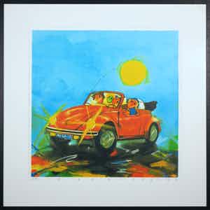 Ad Verstijnen - Zeefdruk, Kever - Ingelijst verkocht voor € 50!