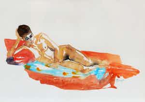 Sonja Dwinger - Aquarel vrouwelijk naakt verkocht voor € 80!