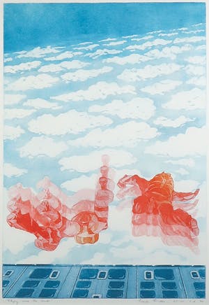 Leentje Linders - Kleurenets, Flying above the clouds - Ingelijst (Groot) kopen? Bied vanaf 50!