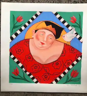 Ada Breedveld - Zeefdruk. Titel, "Bloemen Koningin " . verkauft für € 50!