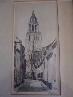 Hendrikus Roodenburg - Ets.Titel. "Trompetsteeg te Arnhem" kopen? Bied vanaf 25!