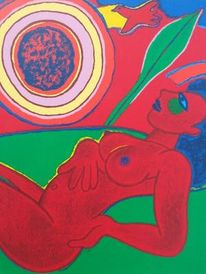 Corneille - RODE NAAKTE VROUW / KLEURZEEFDRUK / 74x61cm / SIG / 1994 kopen? Bied vanaf 205!
