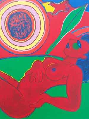 Corneille - RODE NAAKTE VROUW / KLEURZEEFDRUK / 74x61cm / SIG / 1994 verkocht voor € 205!