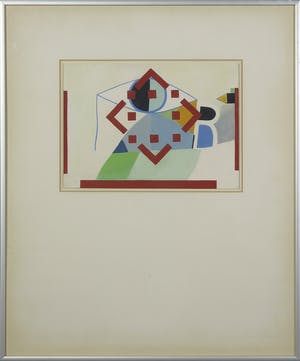 Niet of onleesbaar gesigneerd - Olieverf op papier, Abstracte compositie - Ingelijst kopen? Bied vanaf 1!