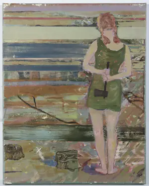 Karin Bos - Set van drie schilderijen (olieverf op doek), Showgirl I, III en Lumberjack girl kopen? Bied vanaf 100!