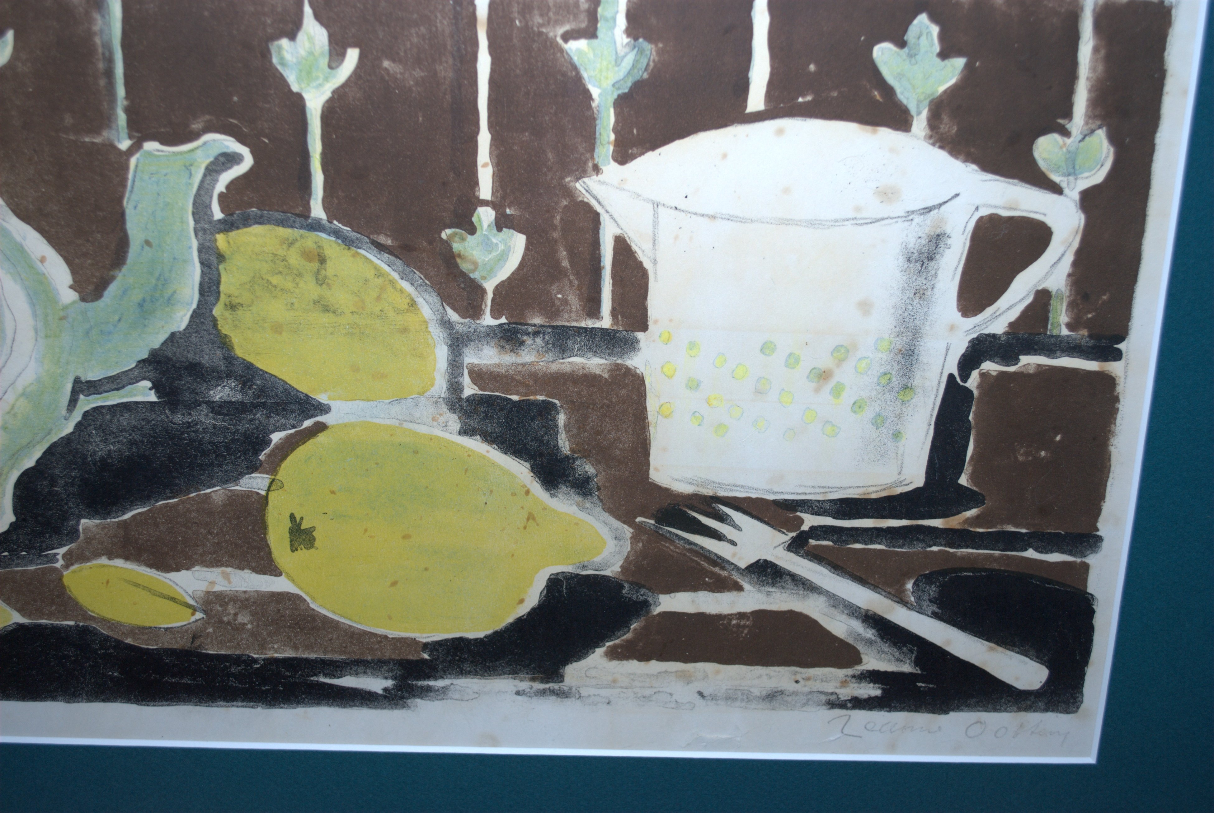 Jeanne Bieruma Oosting - de blauwe theepot - linosnede kopen? Bied vanaf 50!