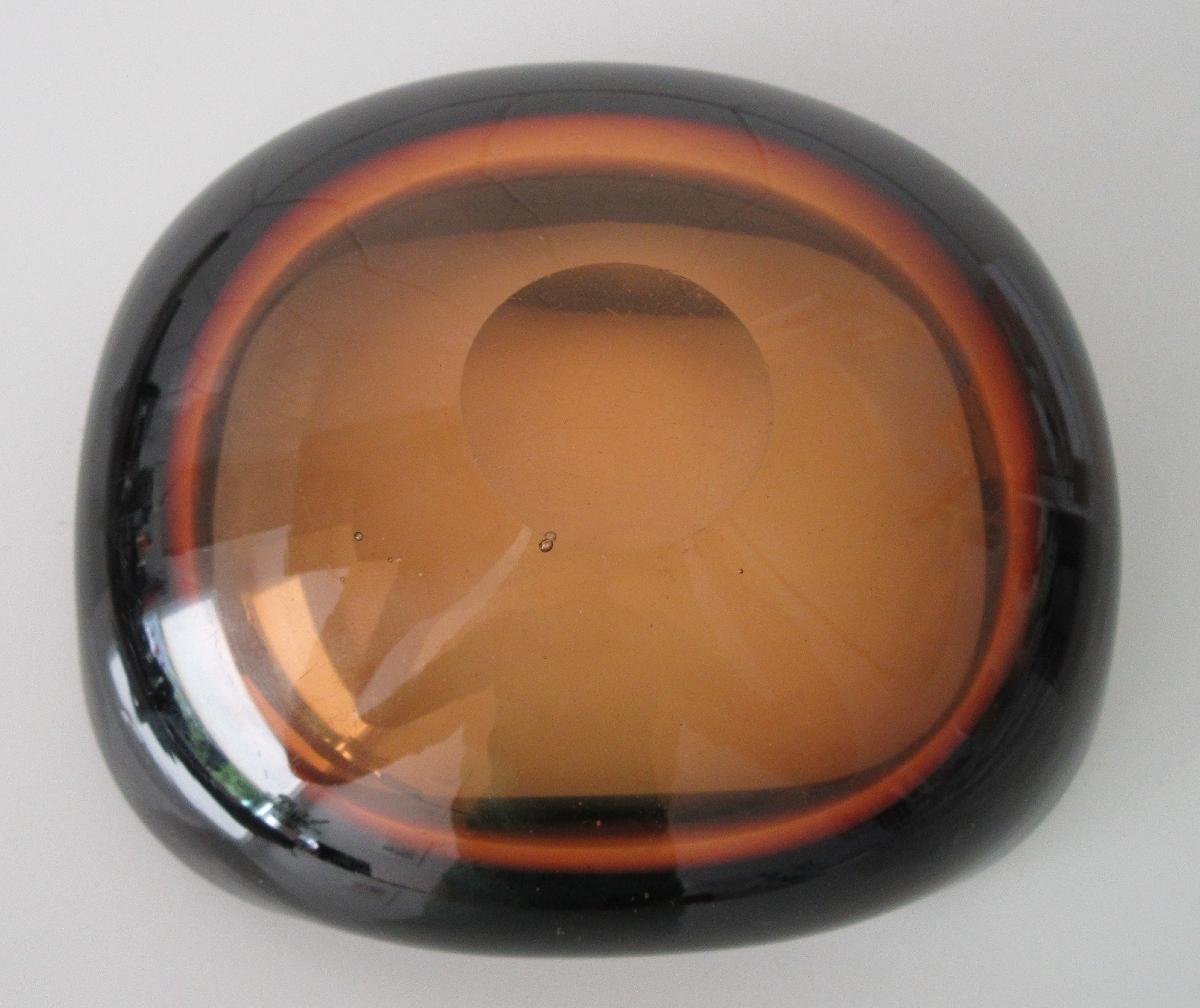 Niet of onleesbaar gesigneerd - Murano amber glazen sommerso vierkant schaaltje kopen? Bied vanaf 1!