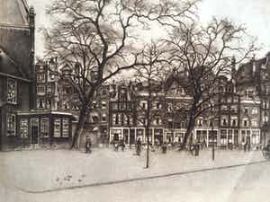 Frans Everbag - ets - Noordermarkt te Amsterdam verkocht voor € 45!