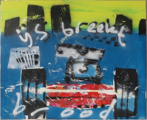 Herman Brood - Acryl en spuitbus op doek, IJs breekt (Groot) kopen? Bied vanaf 2000!