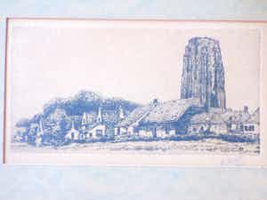 Herman Heuff - St Lievens Monstertoren in Zierikzee - Ets verkocht voor € 45!