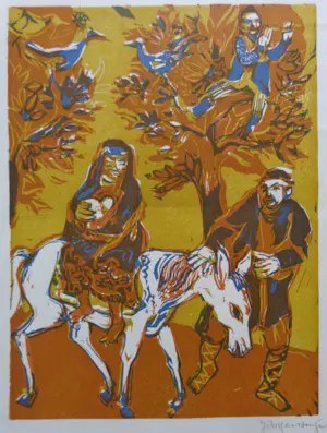 AcheterJan Mensinga - FAMILY OF MAN / KLEURLINOSNEDE / 39x26cm / SIG / 1972 / GEDICHT? Enchérissez de 25!