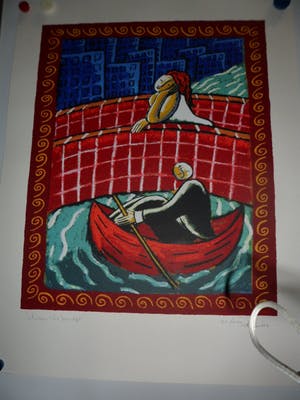 Jacques Tange - Zeefdruk.Titel," Under The Bridge". Handgesigneerd kopen? Bied vanaf 60!