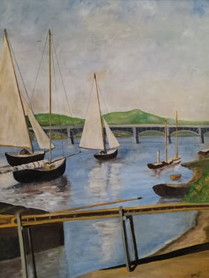 Niet of onleesbaar gesigneerd - Havenzicht met zeilboten kopen? Bied vanaf 1!