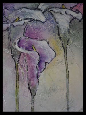 Carla Raadsveld - Acryl op doek, "Aronskelken". kopen? Bied vanaf 100!