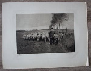 Henri Koetser - Litho: Schaapsherder met schapen kopen? Bied vanaf 45!