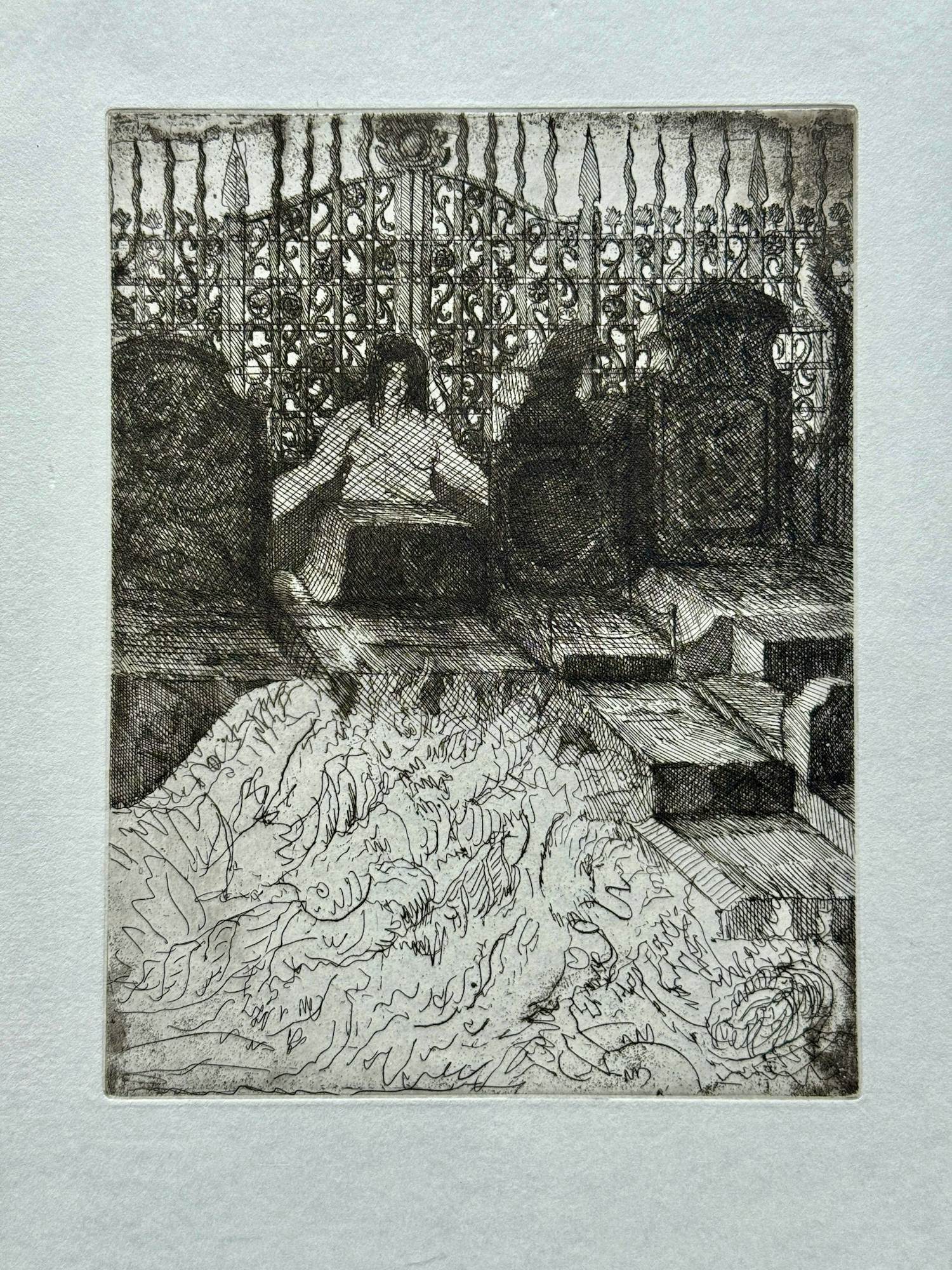 Buy Peter Ackermann - Weiblicher Akt auf Friedhof. Original Ätz-Radierung 1971? Bid from 85!