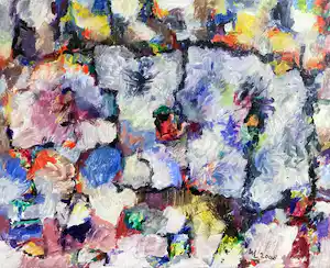 Wim Landsman - Olieverf op doek, Zonder titel (abstracte compositie), 2008 verkauft für € 35!