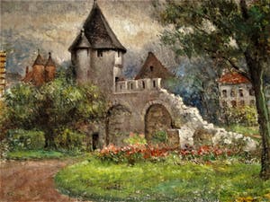 Walter Neuhof - Omstreeks 1940 - Romantisch olieverf "Maastricht de pater VinckToren" gesigneerd kopen? Bied vanaf 10!