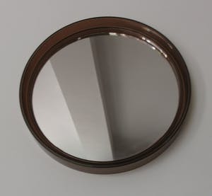 Niet of onleesbaar gesigneerd - Vintage smoked glass brown round mid century modern Space Age French plastic mir kopen? Bied vanaf 1!