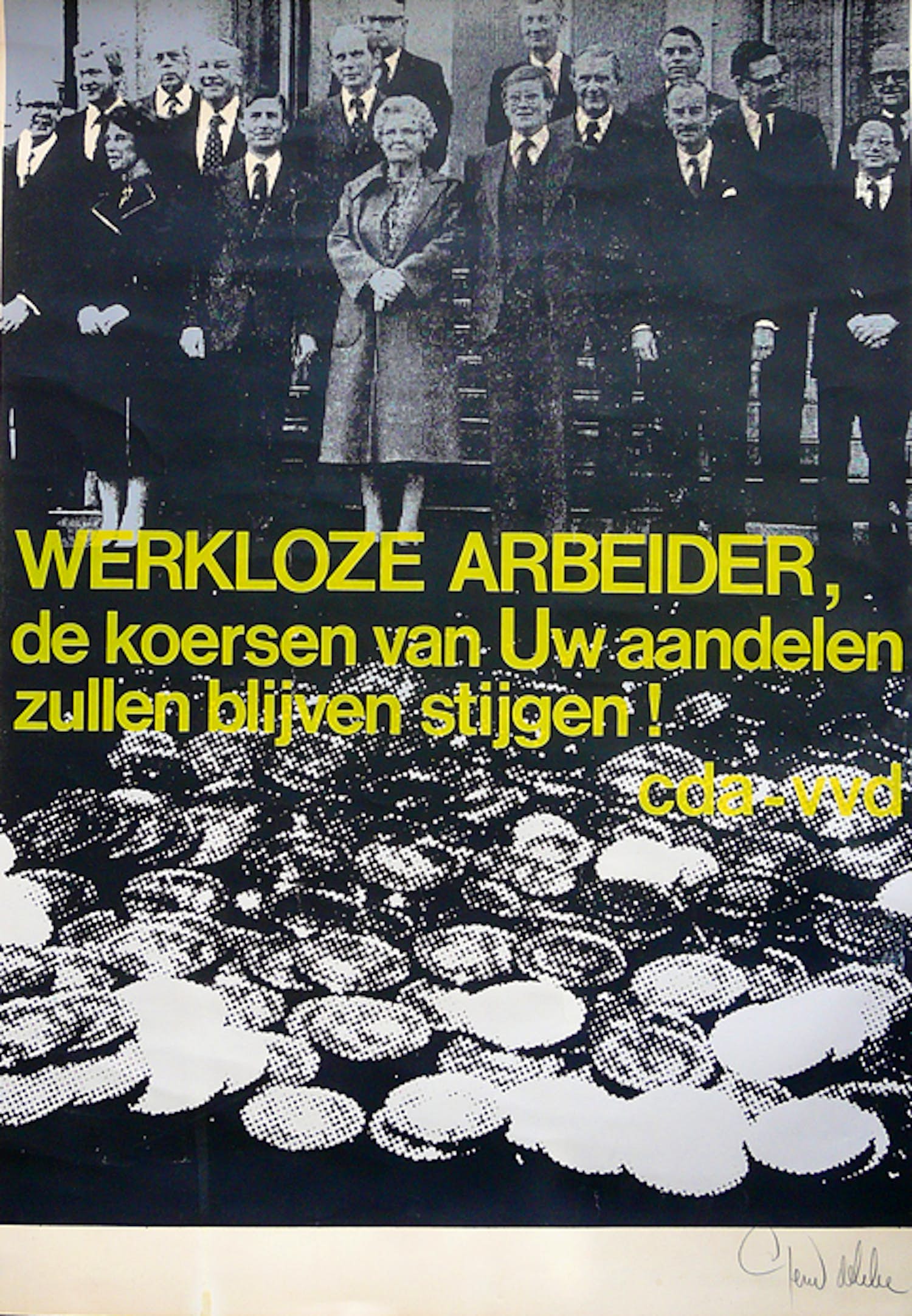 Niet of onleesbaar gesigneerd - Werkloze arbeider... -politieke poster 1978- verkocht voor € 10!
