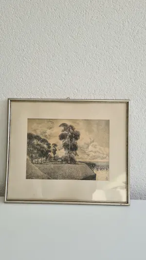 Simon Moulijn - Simon Moulijn (1866–1948) – Landschap litho 1933 – ingelijst kopen? Bied vanaf 50!