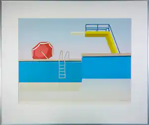 Jurjen Fontein - Zeefdruk op papier, Sprong - Ingelijst verkocht voor € 70!