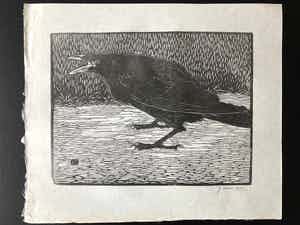 Jan Mankes - Houtsnede Zwarte Kraai - Gesigneerd - 1918 verkocht voor € 465!