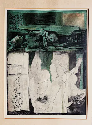 Ru van Rossem - G.I.N. Gallery 1982 - grote kleuren-Ets "TOMBE" - potloodgesigneerd kopen? Bied vanaf 45!