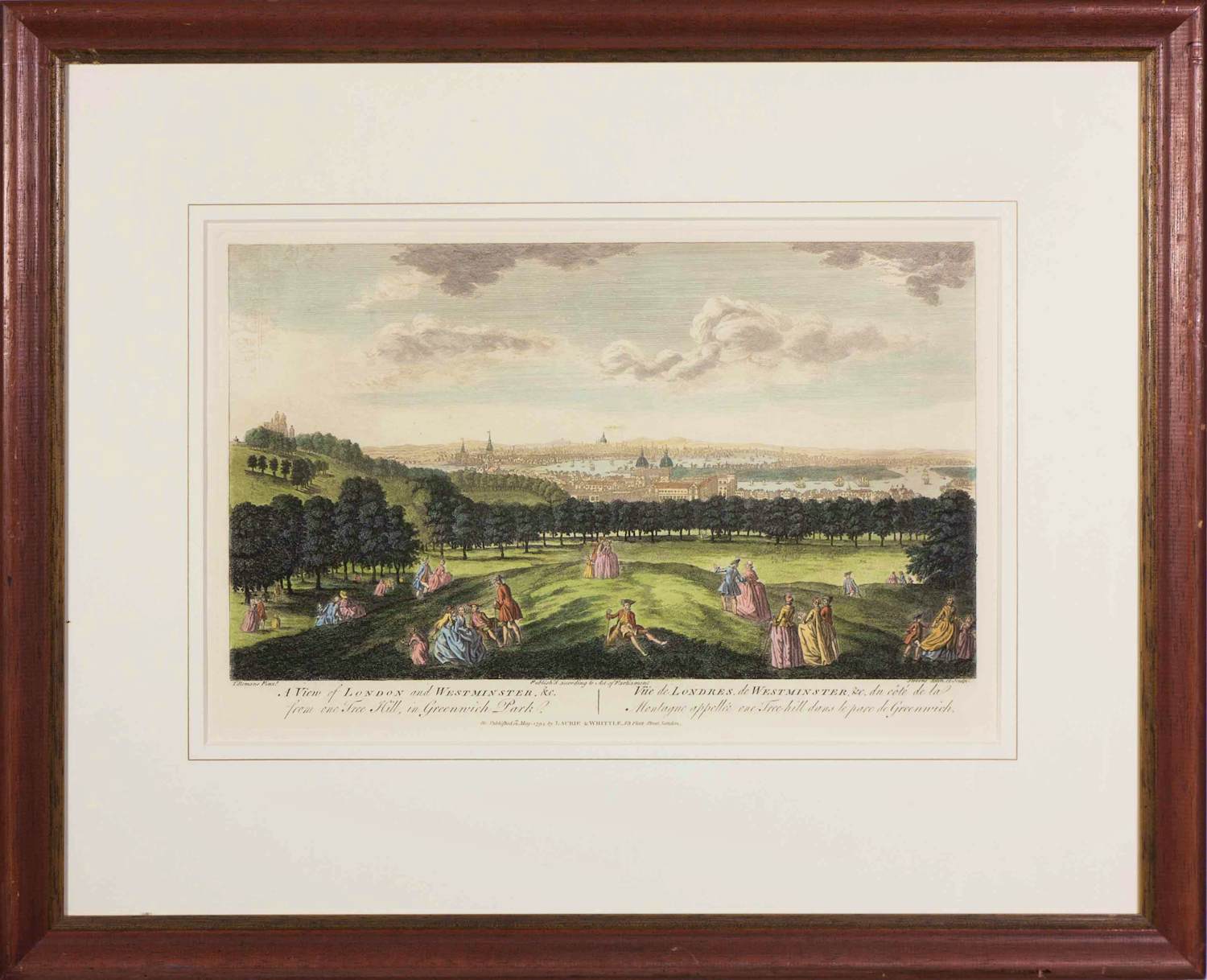 Niet of onleesbaar gesigneerd - John Stevens - Ets, A view of London and Westminster - Ingelijst kopen? Bied vanaf 20!
