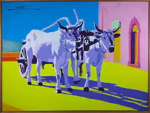 Marco Kooiman - Acryl op doek, Buoi in piazza - Ingelijst (Groot) vendu pour 100€ !