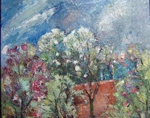 Niet of onleesbaar gesigneerd - Boerderij met bloesembomen. kopen? Bied vanaf 1!