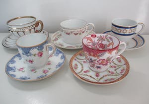 Royal Limoges - Rosenthal, Hutschenreuter e.a. 5 stuks antieke miniatuurkopjes van porselein kopen? Bied vanaf 30!