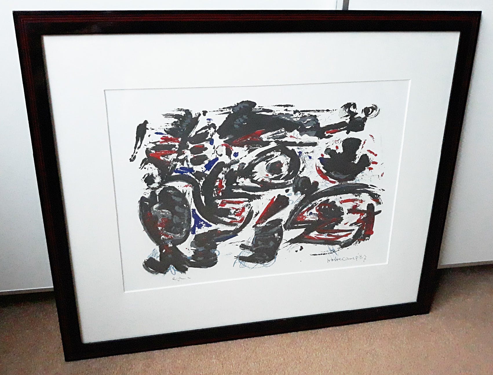 Theo Wolvecamp - Abstracte compositie, litho (mooi ingelijst) kopen? Bied vanaf 225!