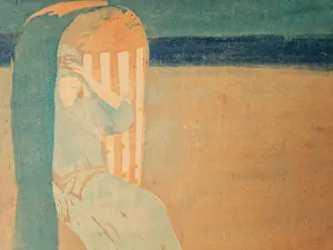 Otto B. de Kat - Unieke (7 exemplaren bekend) Linoleumsnede "vrouw aan het strand" gesigneerd kopen? Bied vanaf 58!