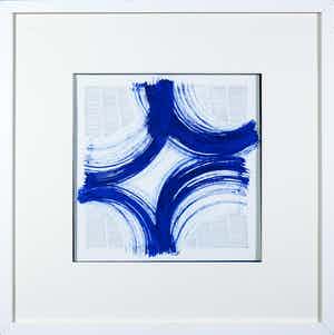 Jan Schoonhoven Jr. - Blauwe inkt en potlood, Abstracte compositie - Ingelijst verkocht voor € 1!