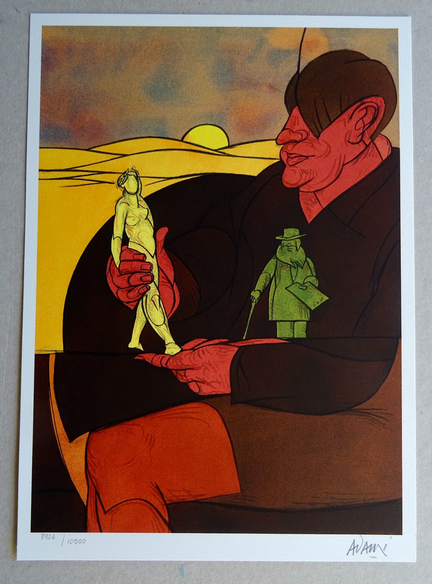 Valerio Adami - Statuette - kleuren - lithografie 1982 -handgesigneerd en genummerd kopen? Bied vanaf 69!
