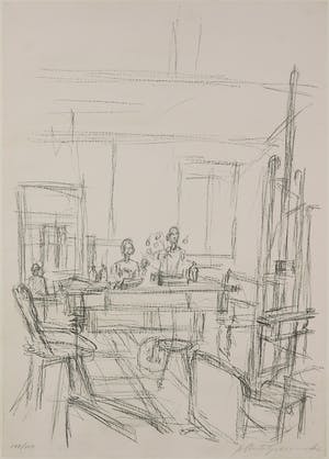 Alberto Giacometti - Litho, L'Atelier, uit de portfolio Documenta Geigy. Das Unbehagen in der Kunst (1965) - Ingelijst kopen? Bied vanaf 2000!