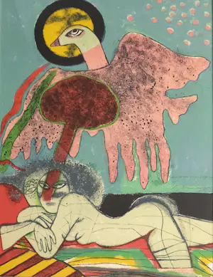 Corneille - 'Au bord d'une plage noire' -gesigneerde ingelijste litho kopen? Bied vanaf 129!