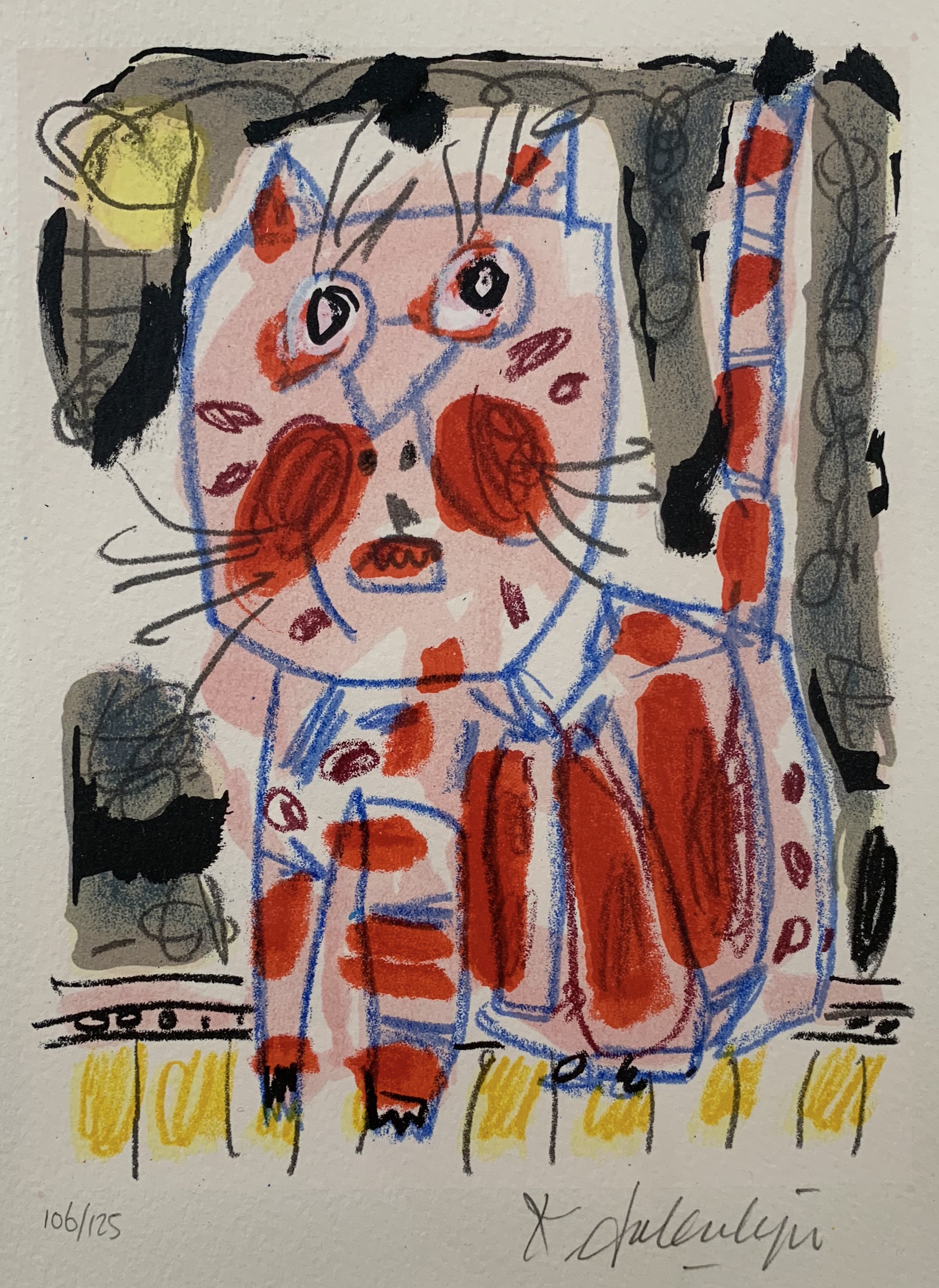 Kees Salentijn - kleurenzeefdruk - 'De kat' verkocht voor € 99!