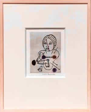 Reinier Lucassen - ets met aquarel ‘The beginning of an undefined sound’ - oplage V-VII ingelijst. verkocht voor € 165!