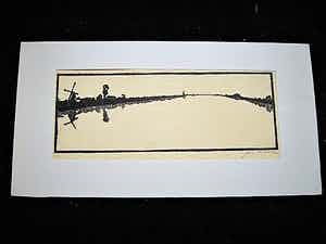 Jac. de Beer - Virtuoos verstilde grafiek - Houtsnede - "Hollands rivierenlandschap" verkocht voor € 1!