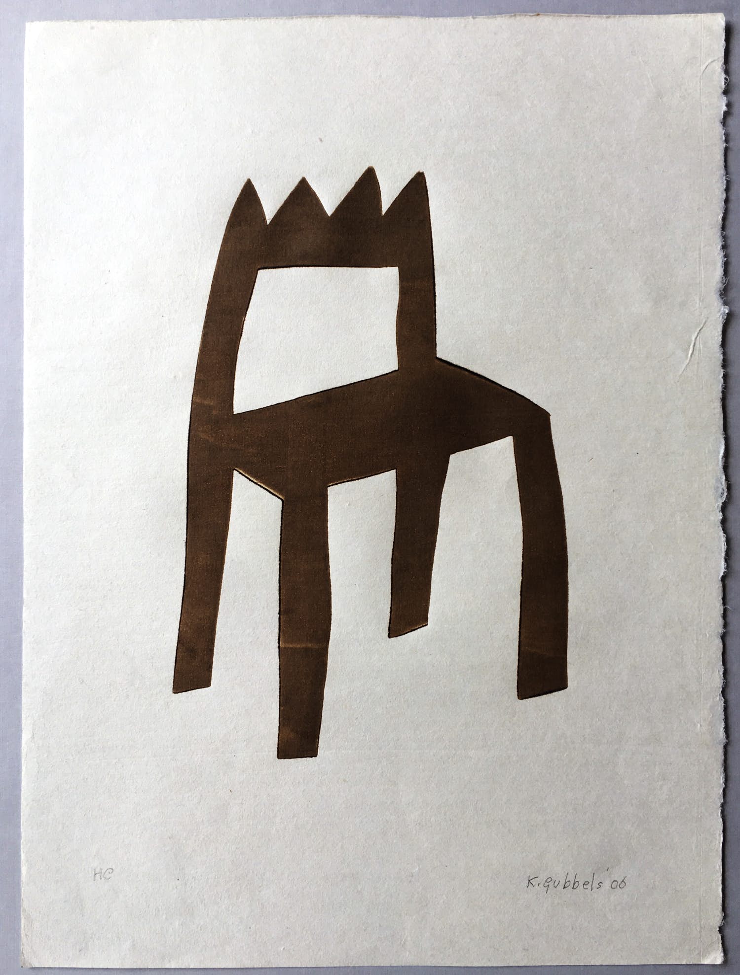 Klaas Gubbels - houtdruk 'Koningsstoel ’ - 2006 - oplage HC verkocht voor € 350!
